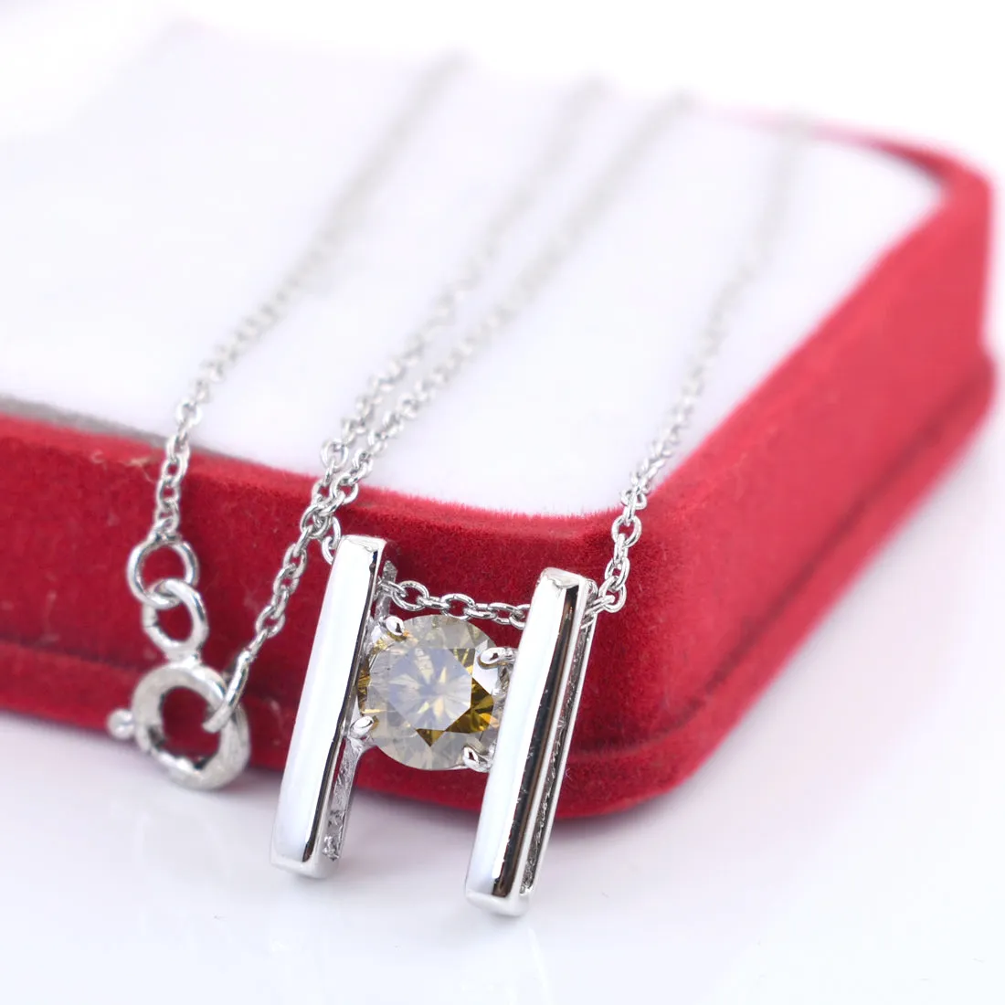0.75 Ct Round Champagne Diamond Solitaire Designer Pendant