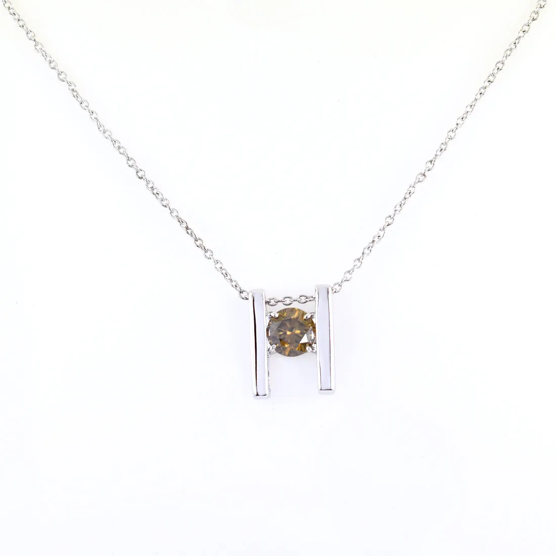 0.75 Ct Round Champagne Diamond Solitaire Designer Pendant