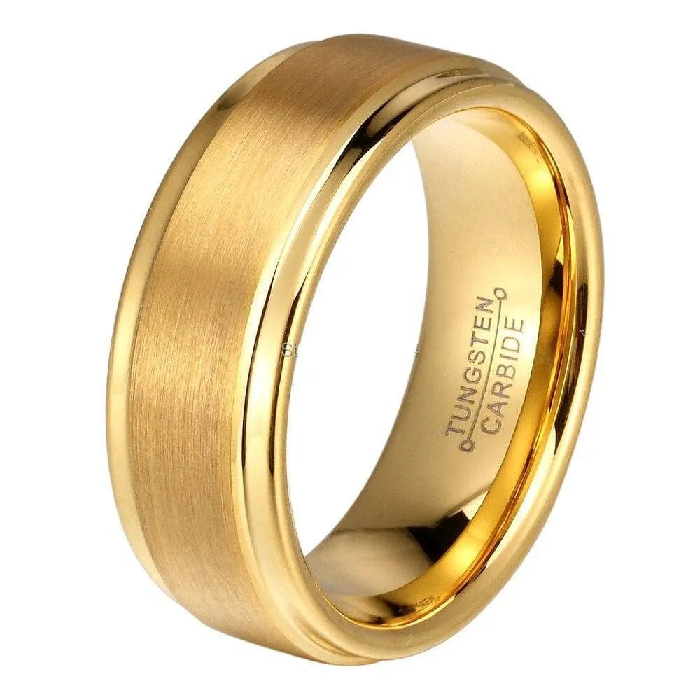 1 Pair 8mm/6mm Gold Tungsten Carbide Engagement Ring Set For Couples