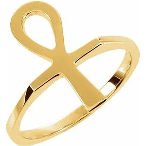 10K Yellow Ankh Ring