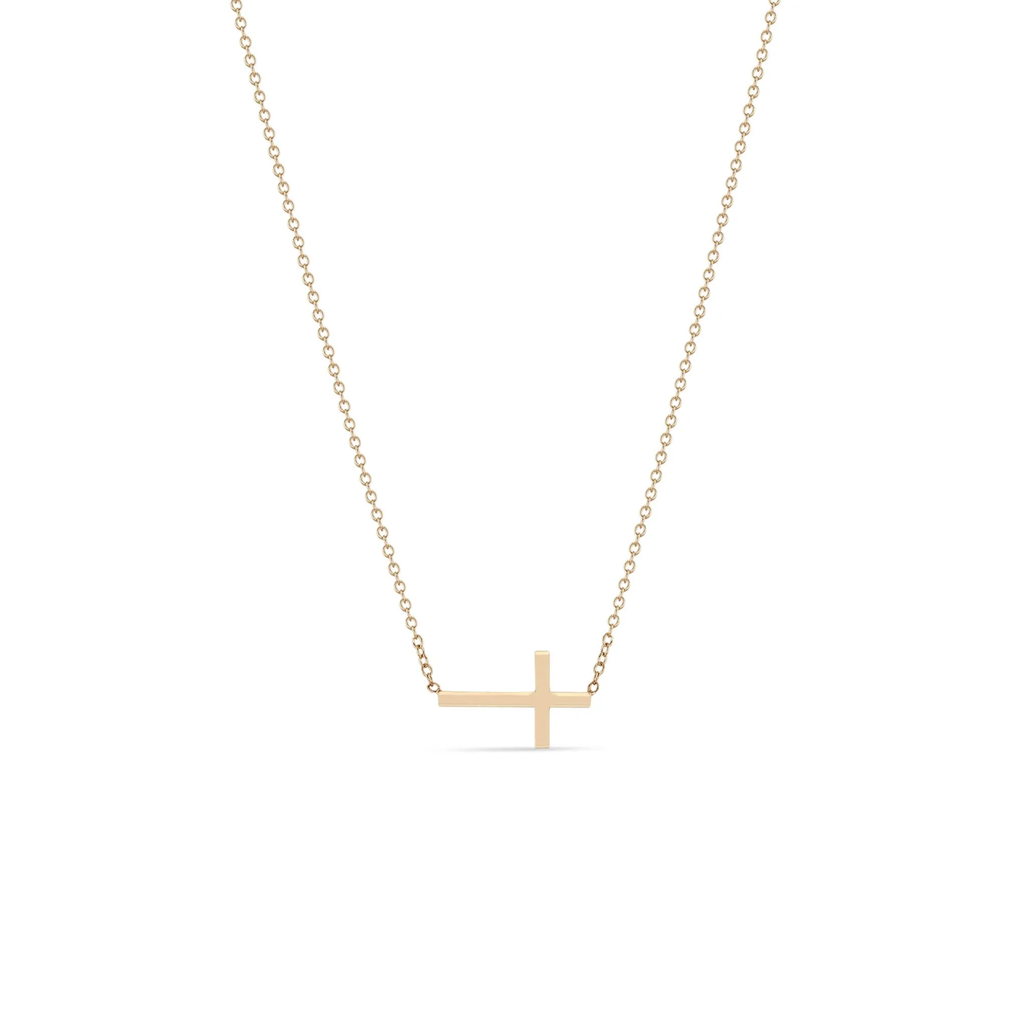 14k Gold Small Horizontal Cross Necklace