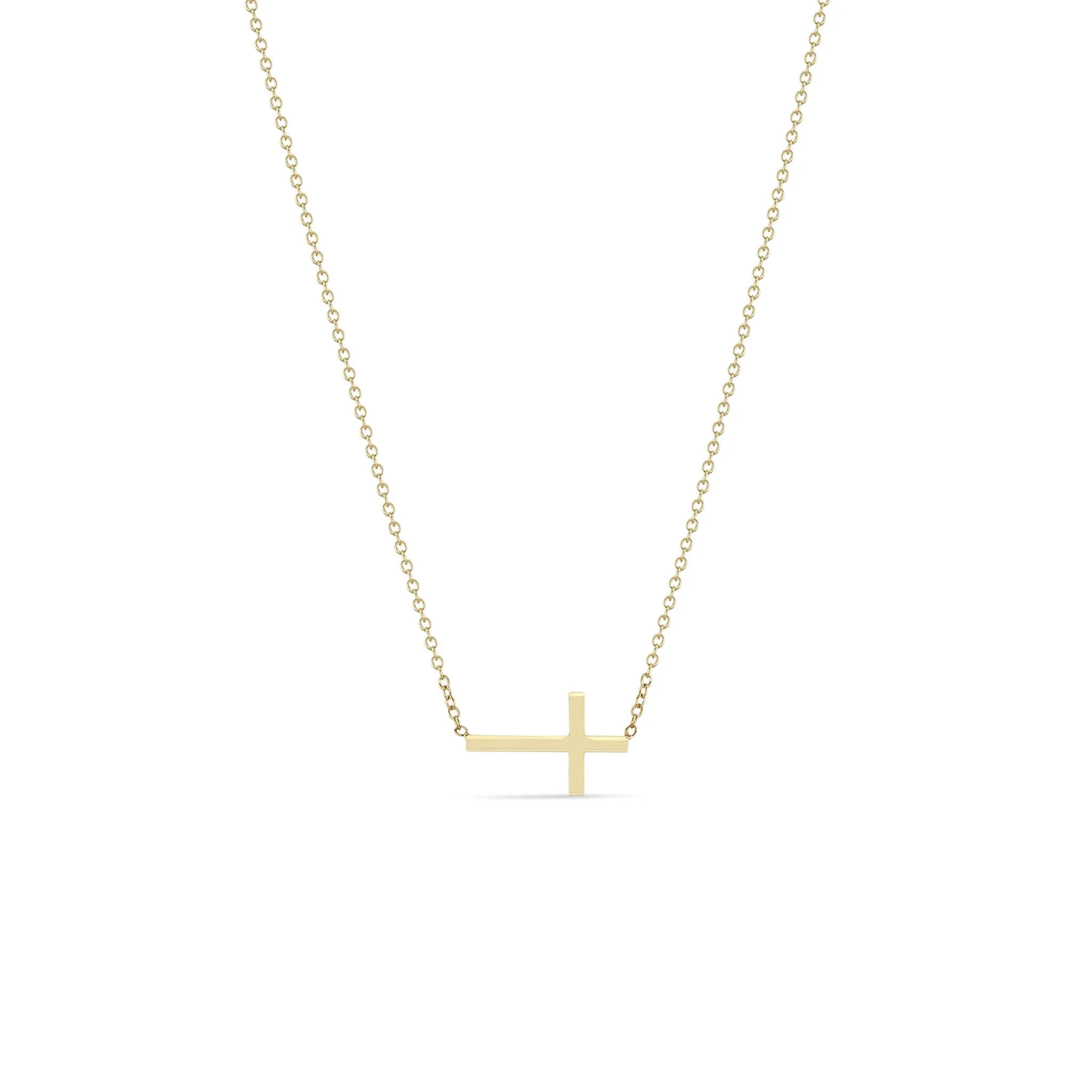 14k Gold Small Horizontal Cross Necklace