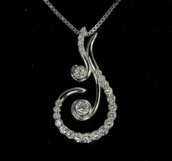14K White Gold Diamond Pendant by Christopher Michael .85 Carats