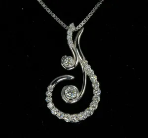 14K White Gold Diamond Pendant by Christopher Michael .85 Carats