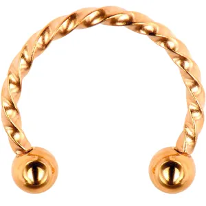 16 Gauge 3/8 Rose Gold Tone Twisted Horseshoe Circular Barbell