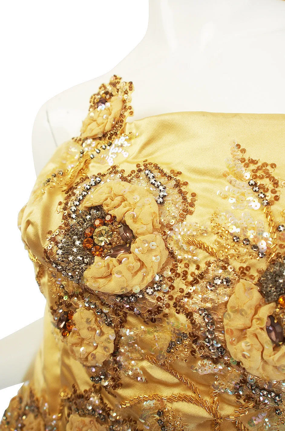 1950s Rare Silk Beaded Philip Hulitar Gown