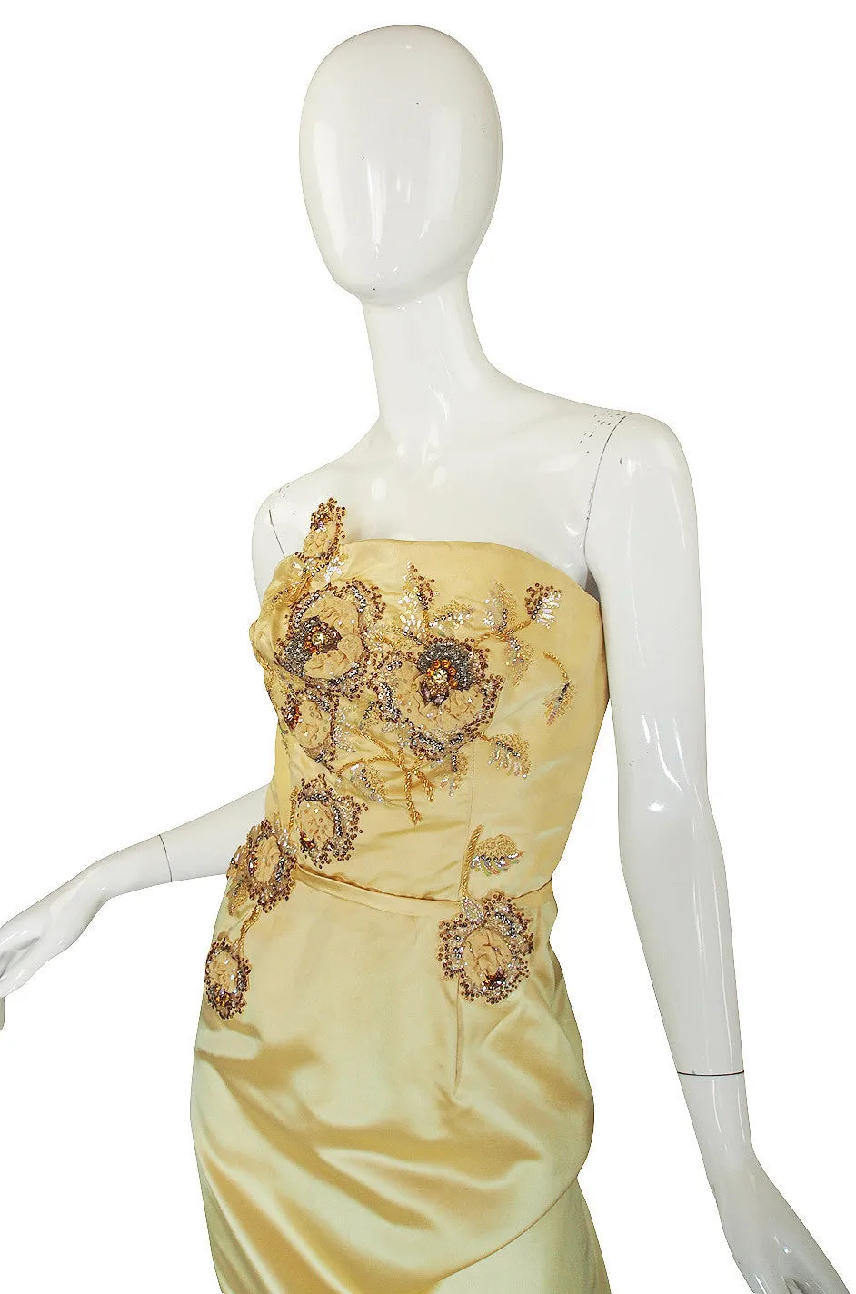 1950s Rare Silk Beaded Philip Hulitar Gown