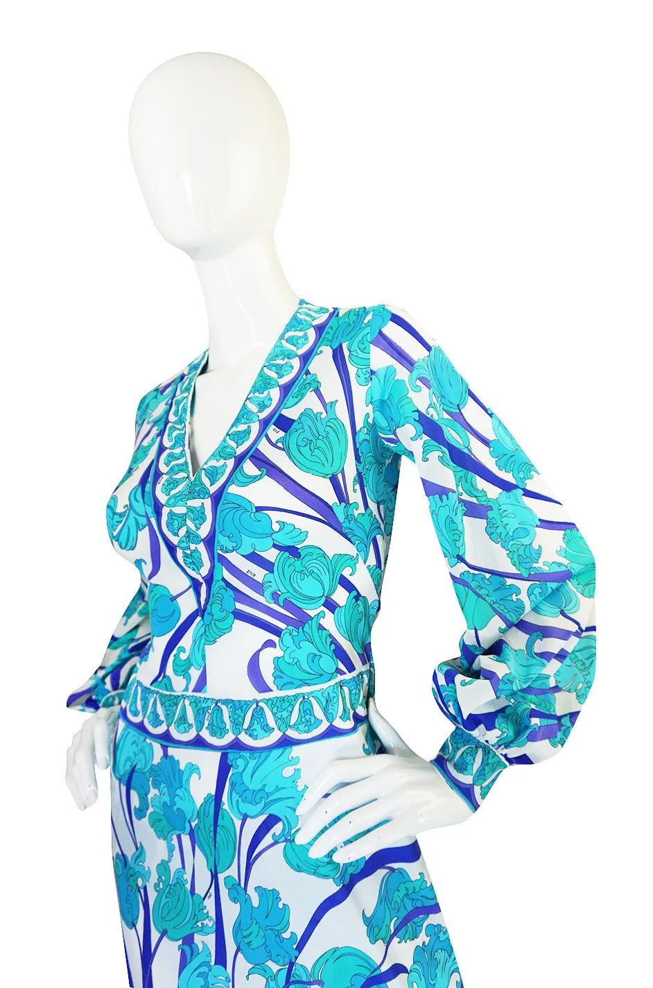 1960s Blue Floral Formfit Pucci Nylon Dress & Panties