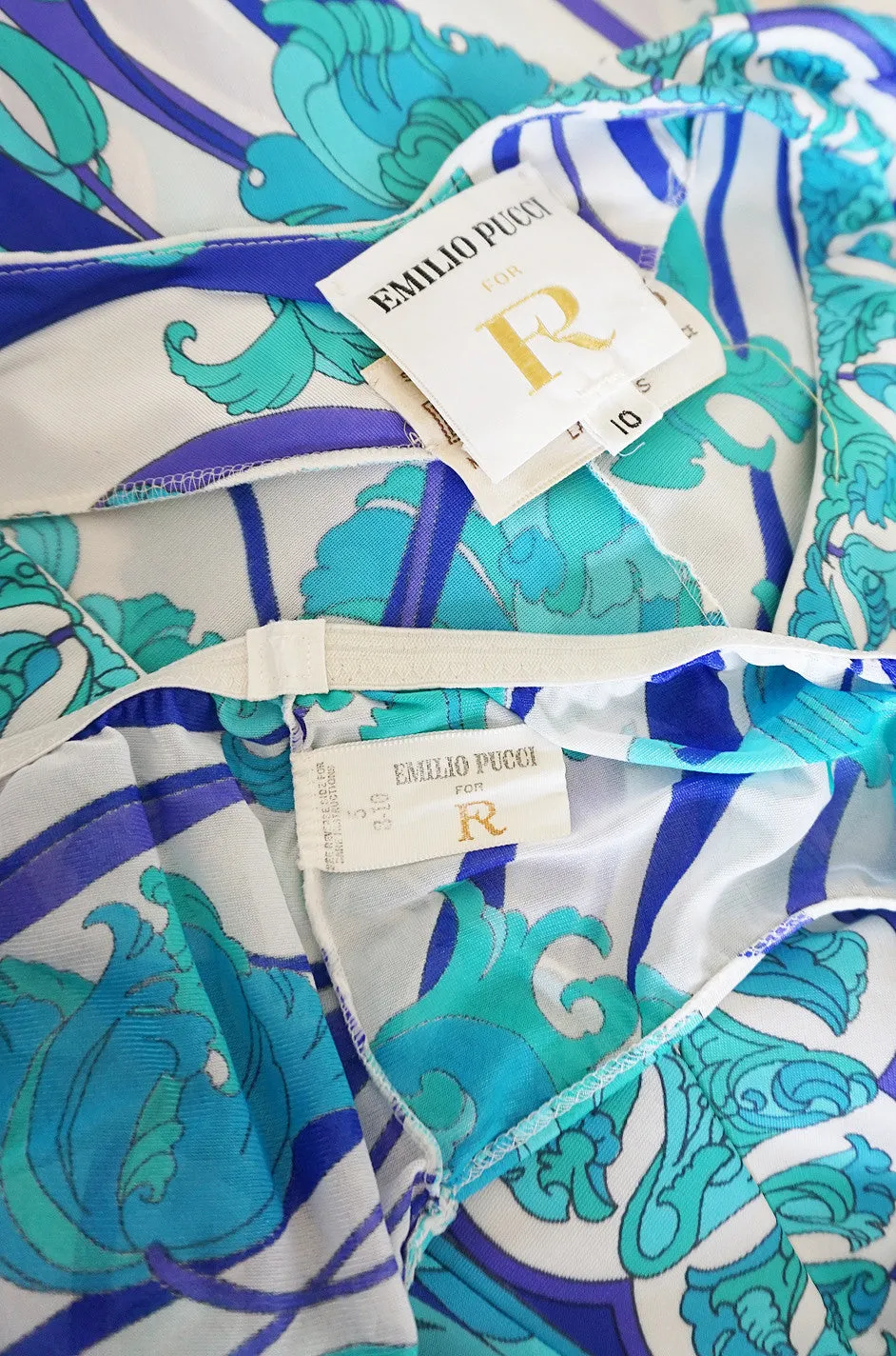 1960s Blue Floral Formfit Pucci Nylon Dress & Panties