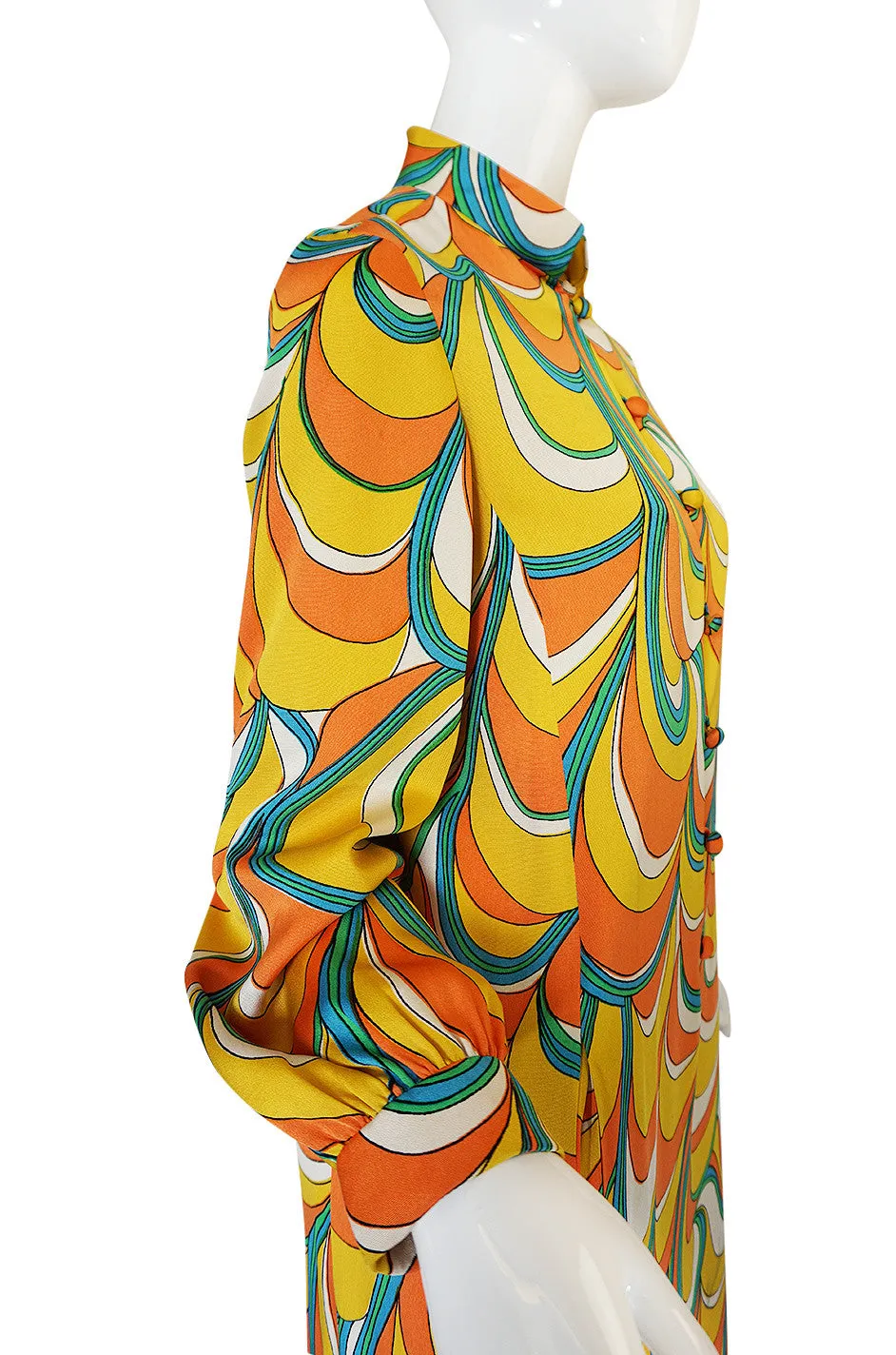 1960s Multi Color Geoffrey Beene Silk Twill Shift Dress