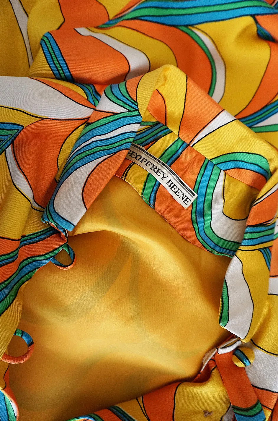 1960s Multi Color Geoffrey Beene Silk Twill Shift Dress