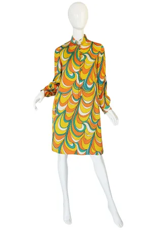 1960s Multi Color Geoffrey Beene Silk Twill Shift Dress