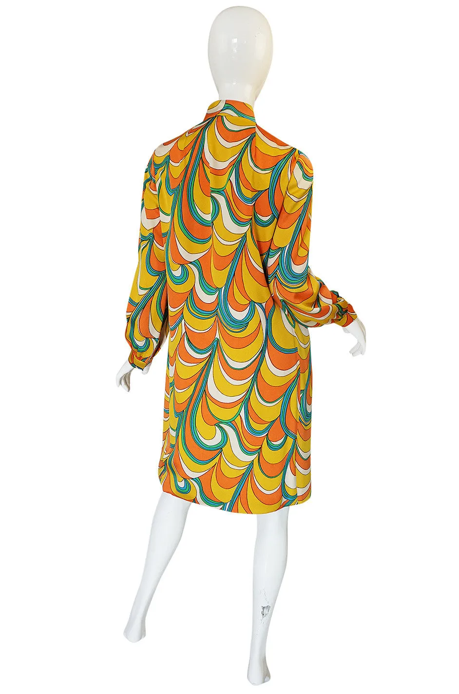 1960s Multi Color Geoffrey Beene Silk Twill Shift Dress