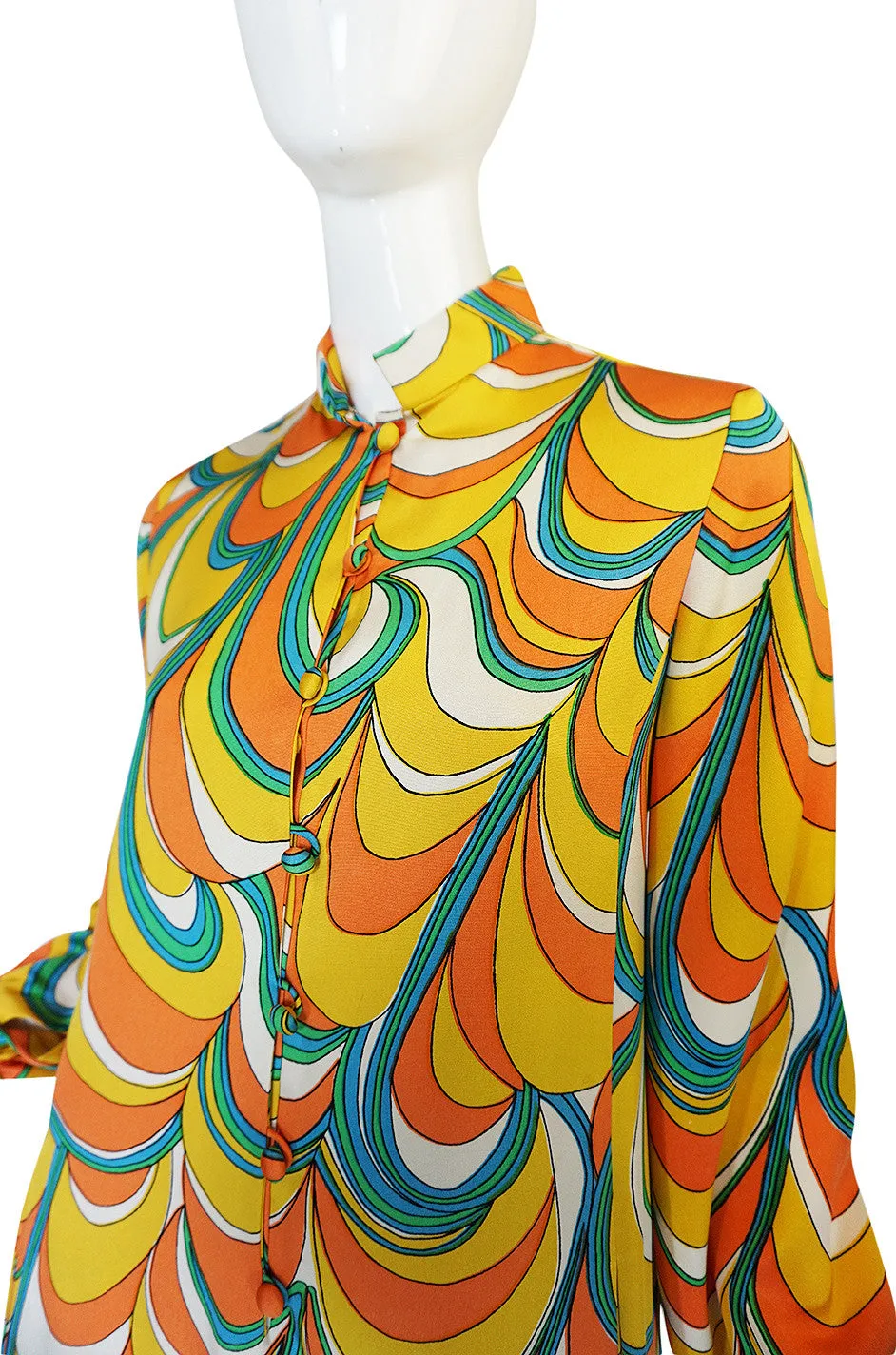 1960s Multi Color Geoffrey Beene Silk Twill Shift Dress