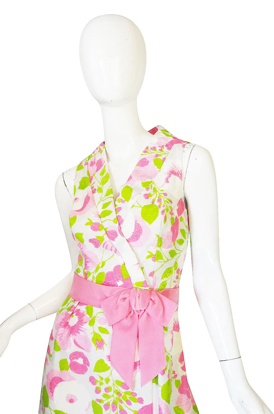 1960s Pink Floral Print Estevez Maxi Dress