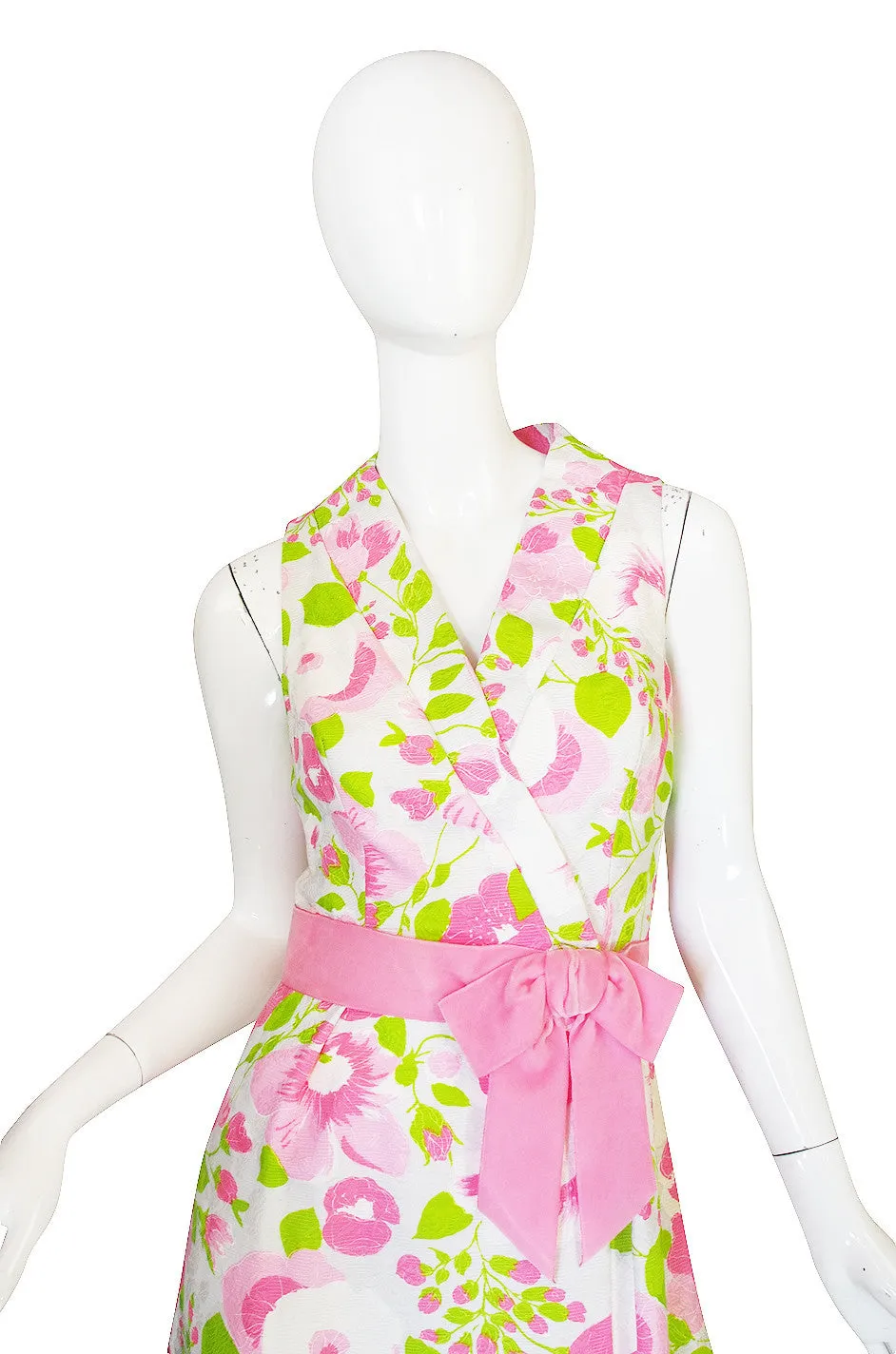 1960s Pink Floral Print Estevez Maxi Dress