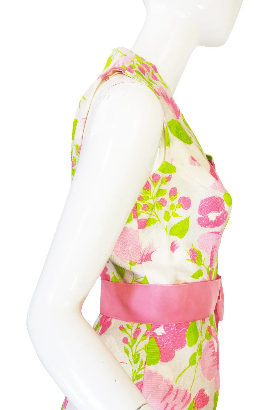 1960s Pink Floral Print Estevez Maxi Dress