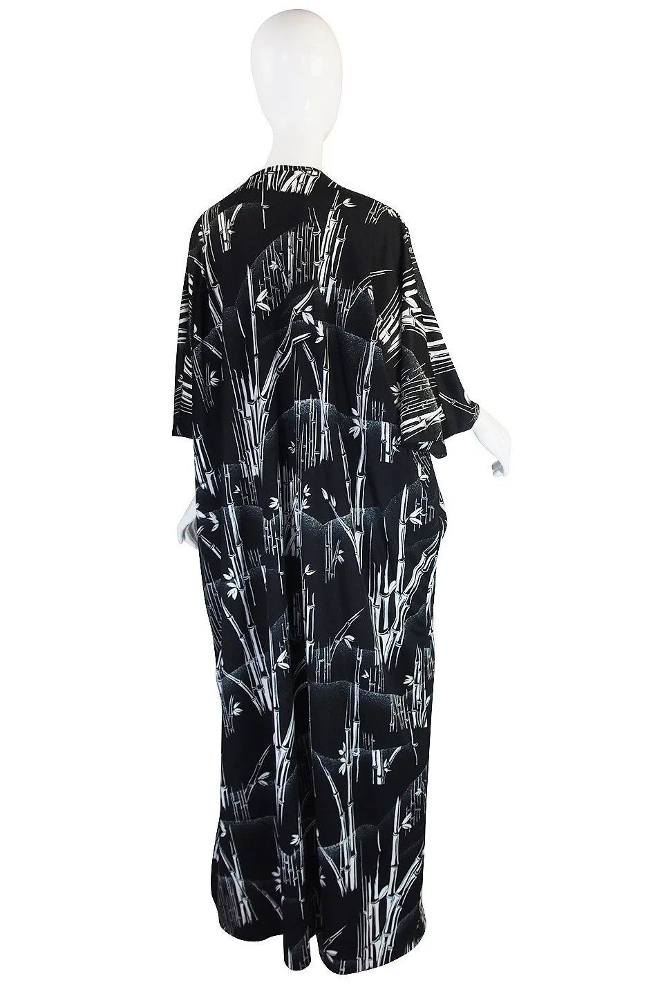 1970s Lanvin Black & White Print Jersey Caftan