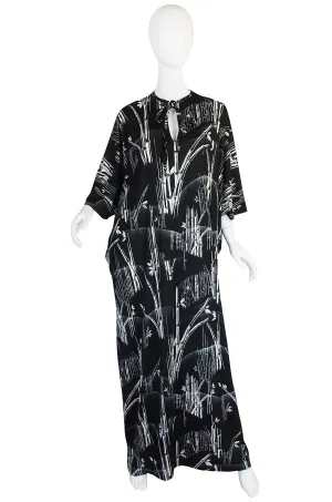 1970s Lanvin Black & White Print Jersey Caftan