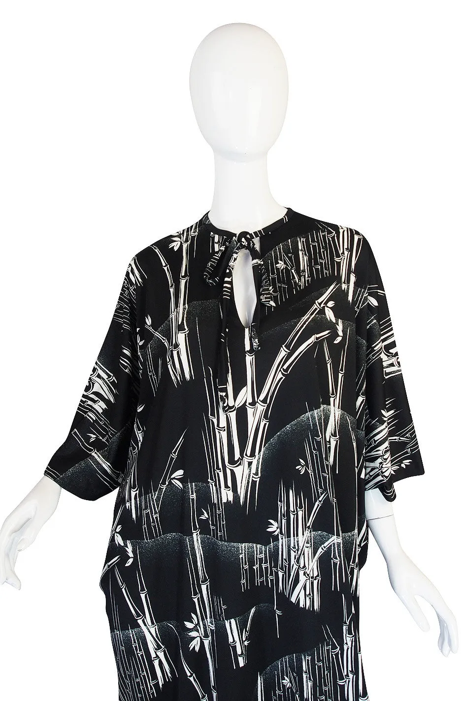 1970s Lanvin Black & White Print Jersey Caftan