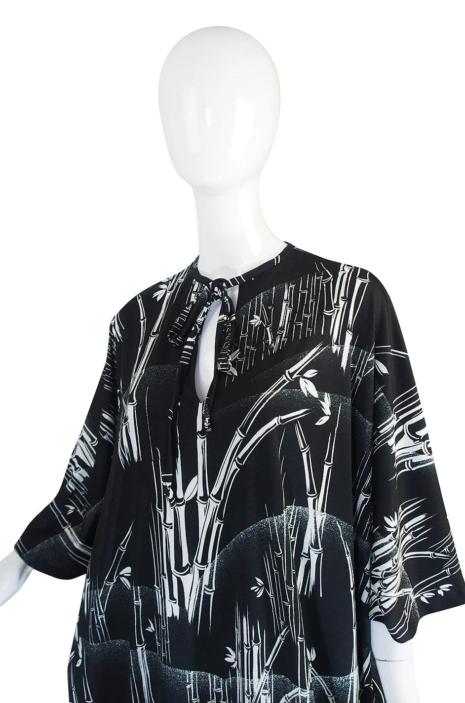 1970s Lanvin Black & White Print Jersey Caftan