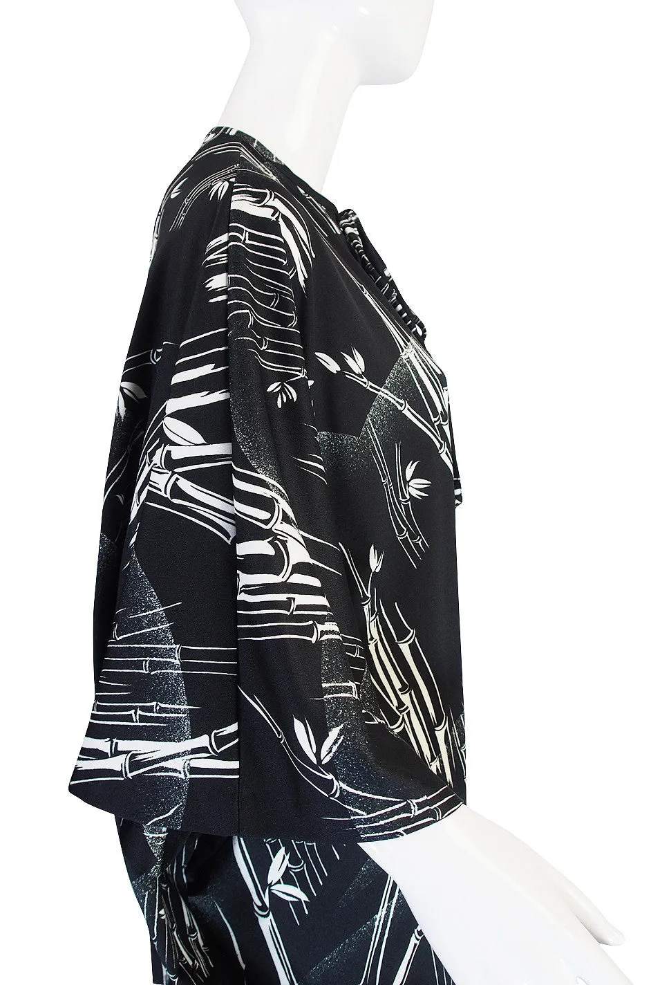 1970s Lanvin Black & White Print Jersey Caftan