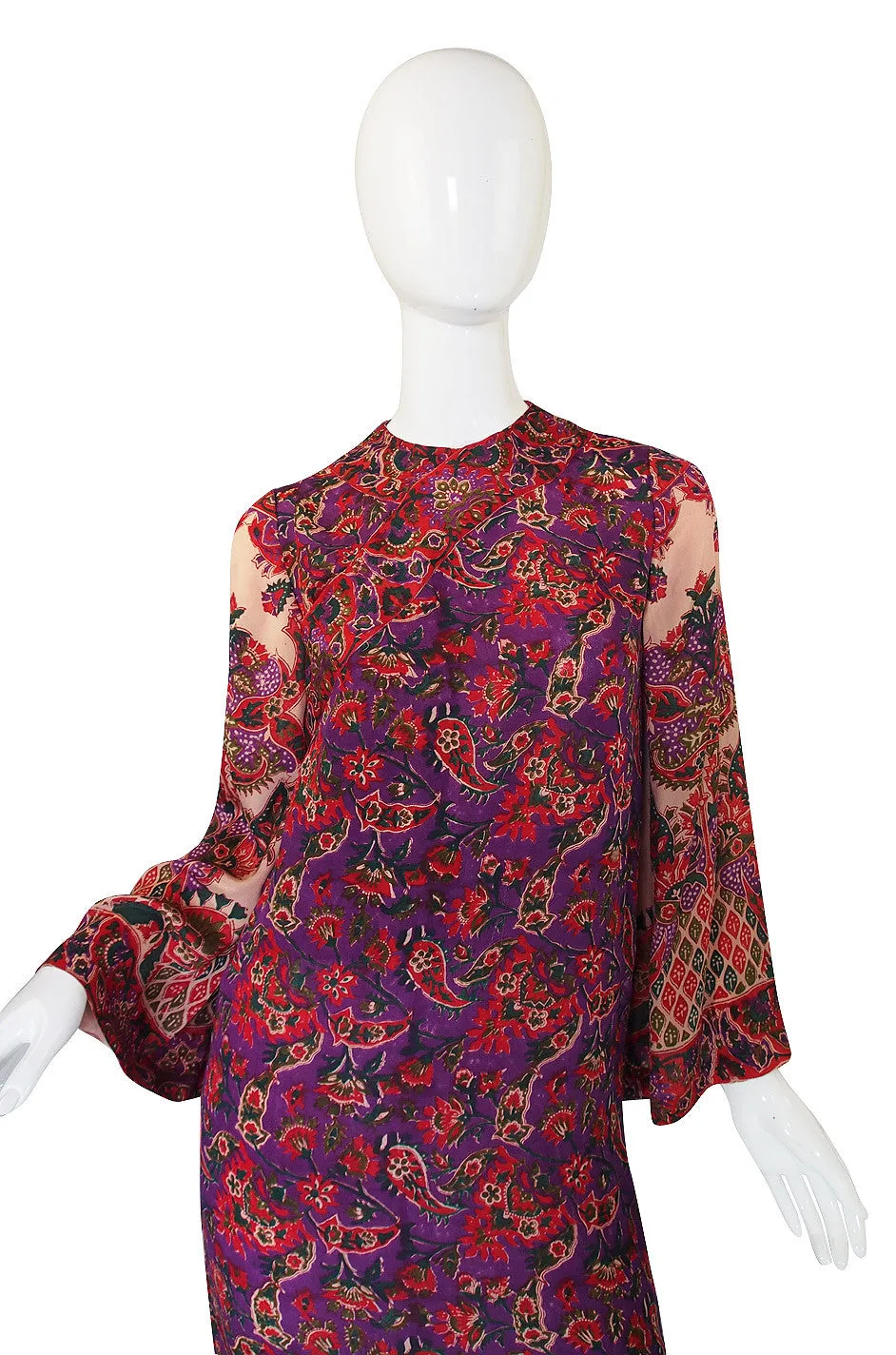 1970s Treacy Lowe Indian Silk Caftan Dress