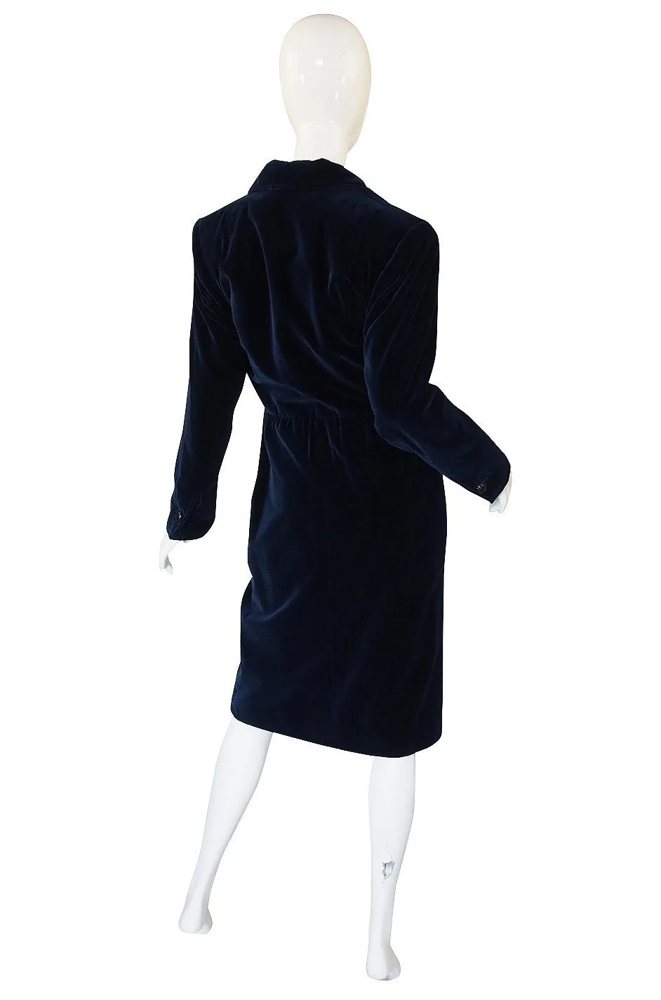 1970s Yves Saint Laurent Blue Velvet Coat