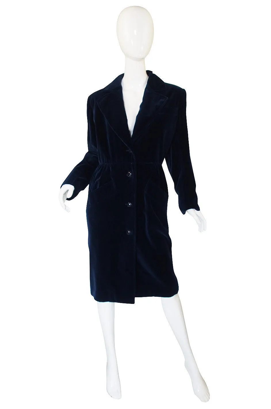 1970s Yves Saint Laurent Blue Velvet Coat