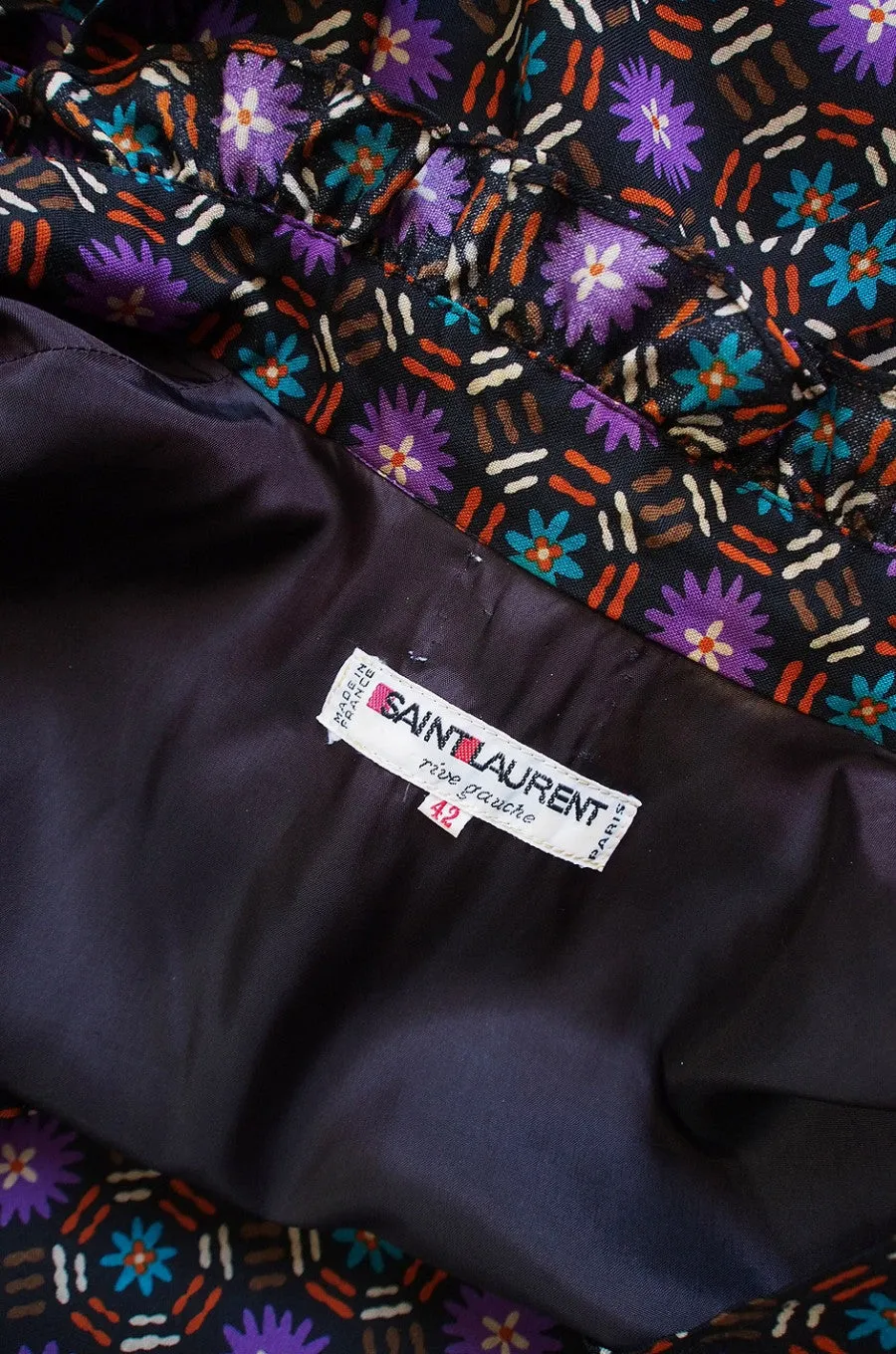 1970s Yves Saint Laurent Print Challis Dress