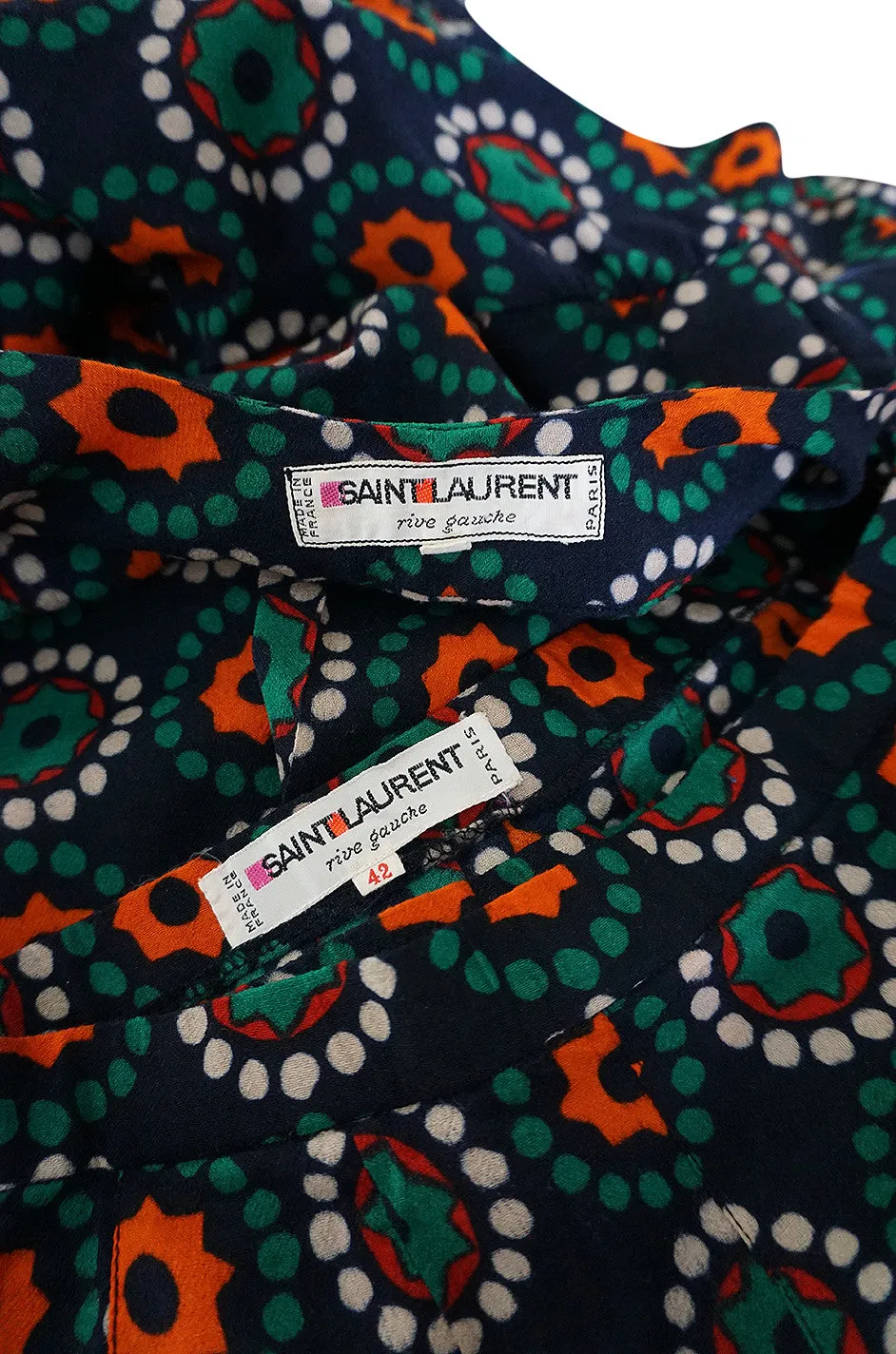 1971 Yves Saint Laurent Wrap Print Skirt & Top Set