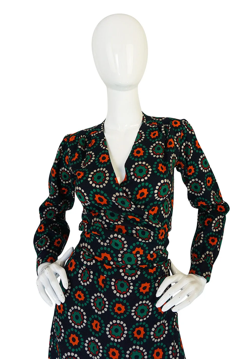 1971 Yves Saint Laurent Wrap Print Skirt & Top Set