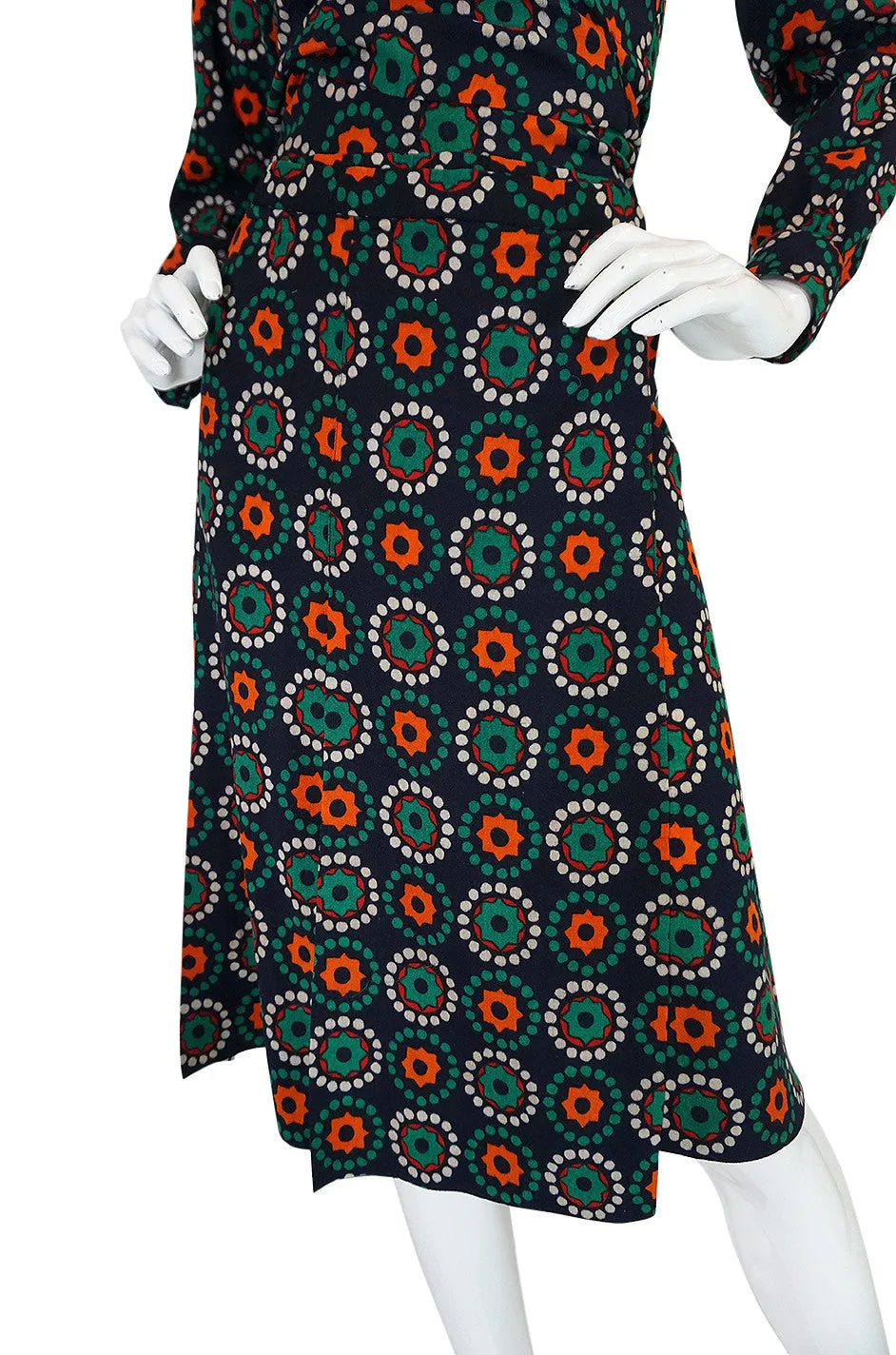 1971 Yves Saint Laurent Wrap Print Skirt & Top Set