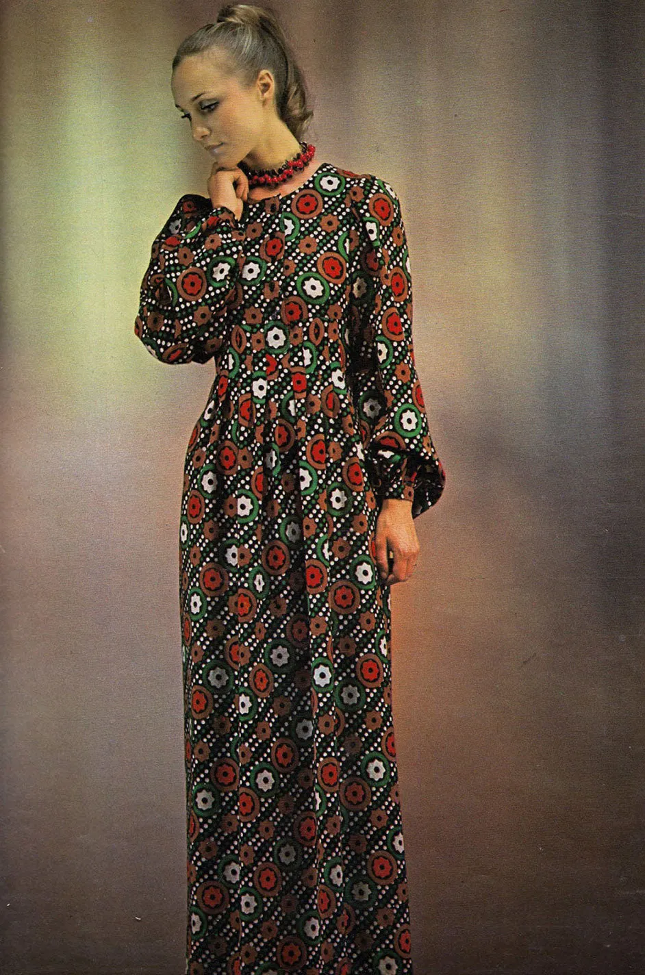 1971 Yves Saint Laurent Wrap Print Skirt & Top Set