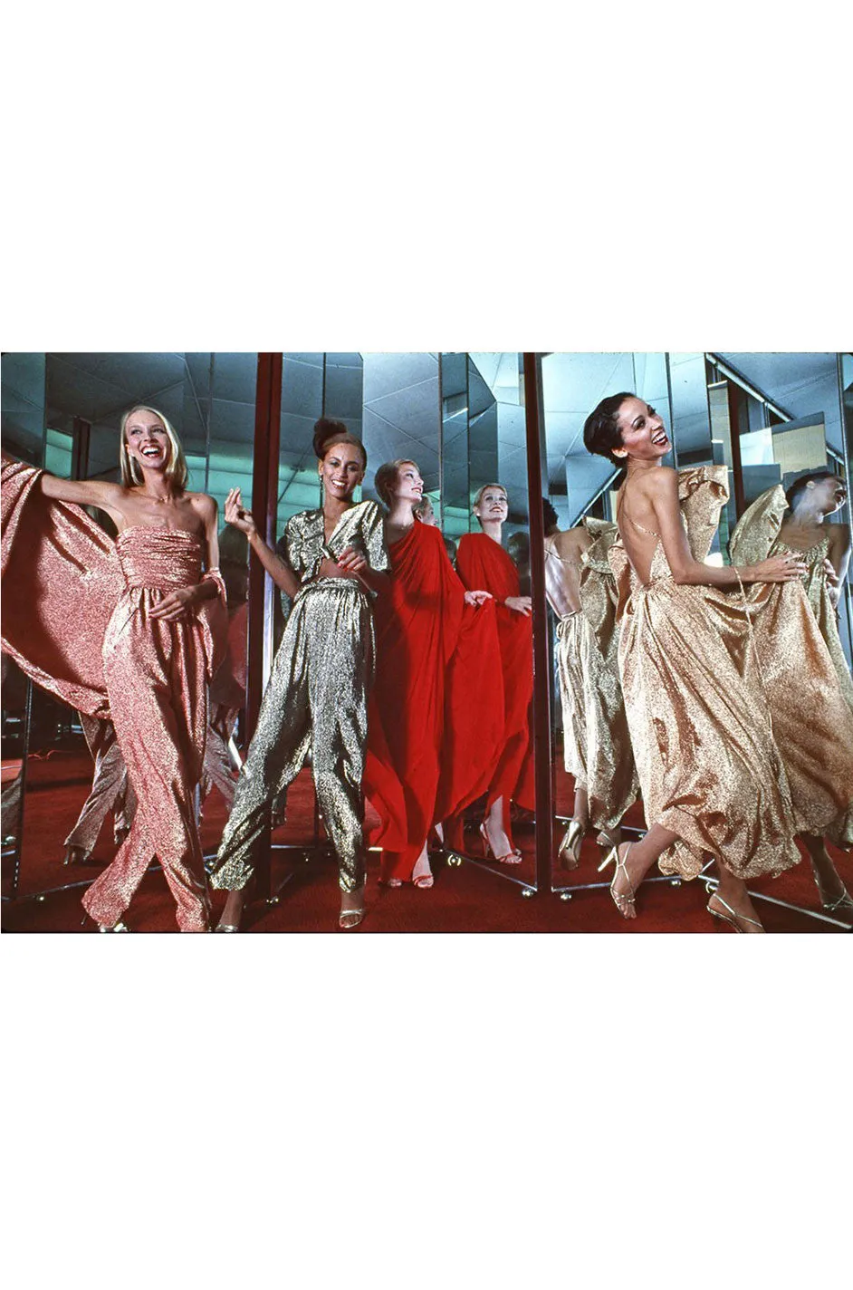 1978 Red Halston One Shoulder Jersey Dress As Seen on Kate Moss
