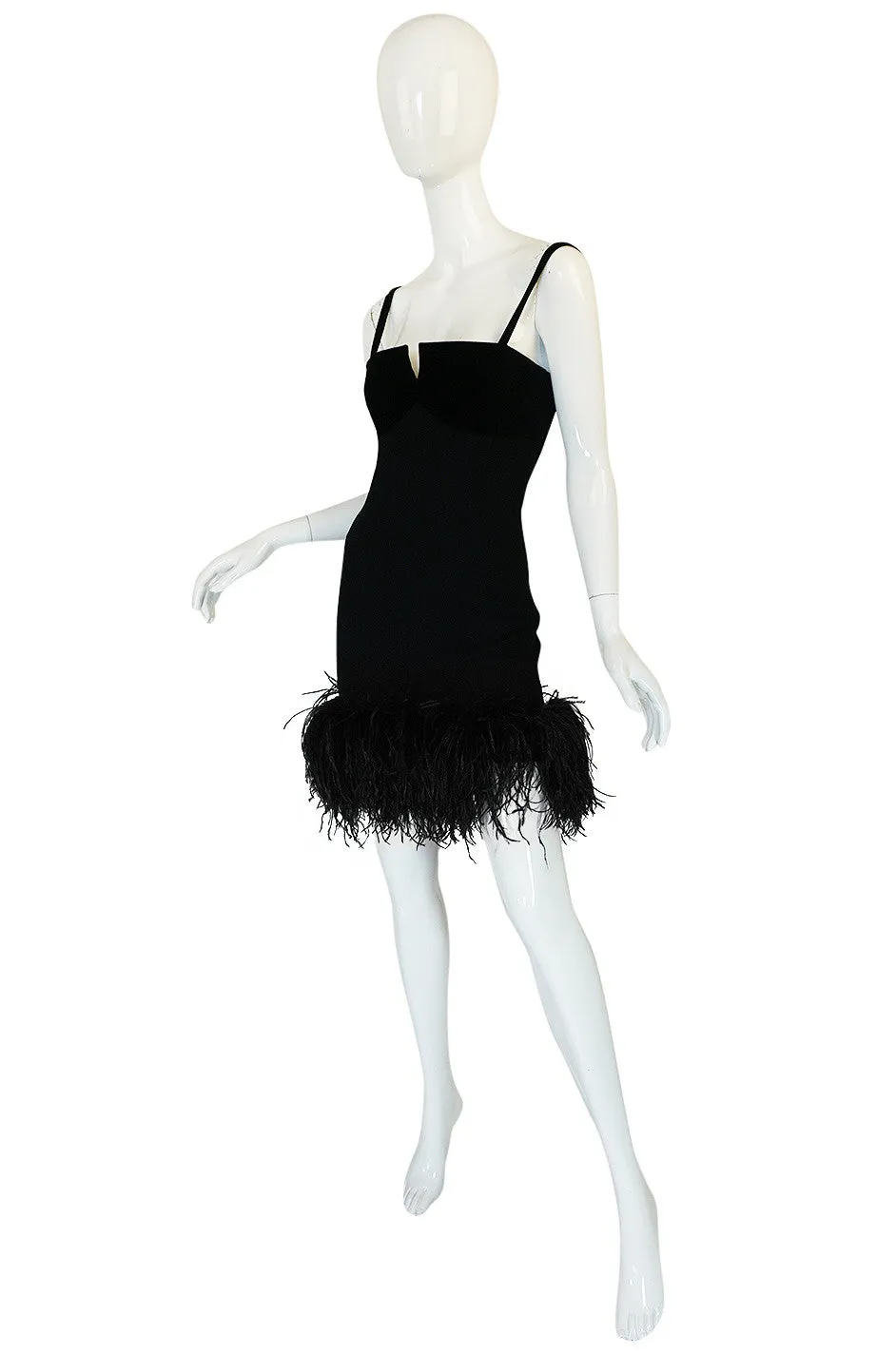 1980s Dramatic Feathered Louis Feraud Dress and Jacket