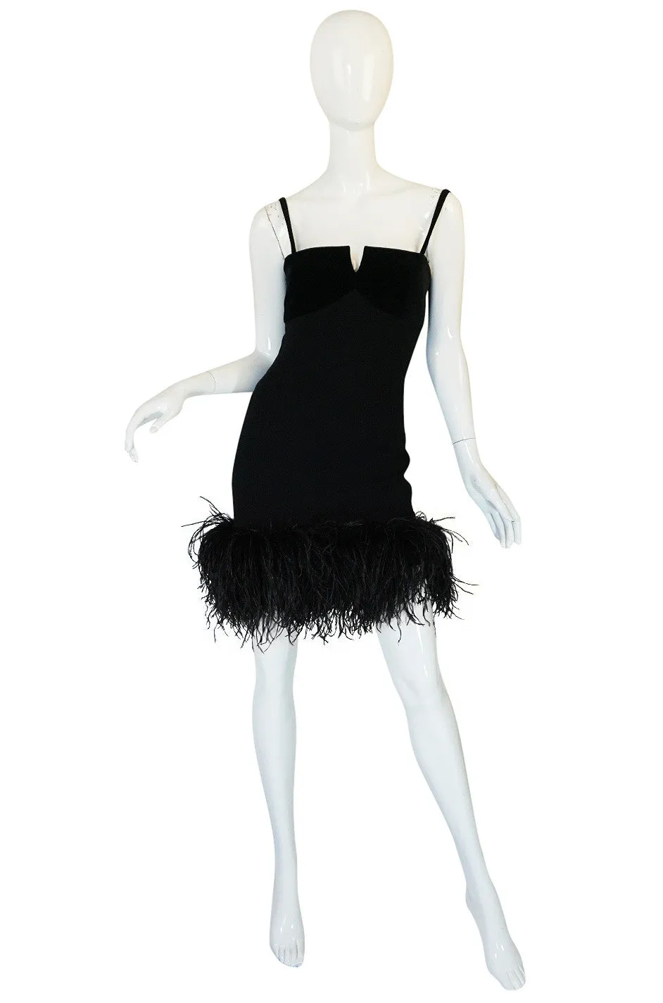 1980s Dramatic Feathered Louis Feraud Dress and Jacket