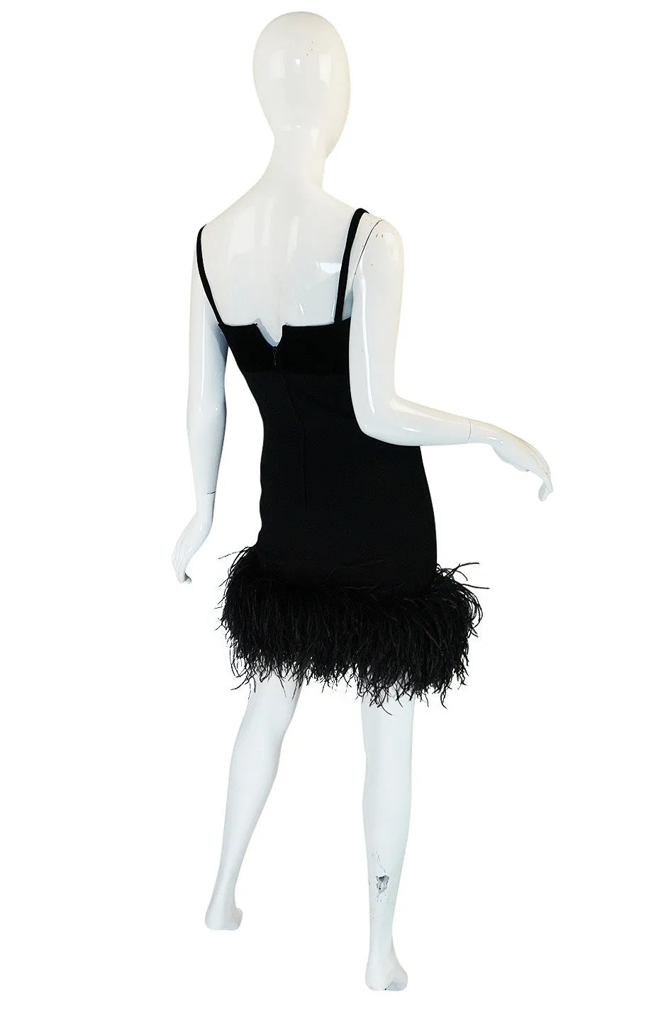 1980s Dramatic Feathered Louis Feraud Dress and Jacket