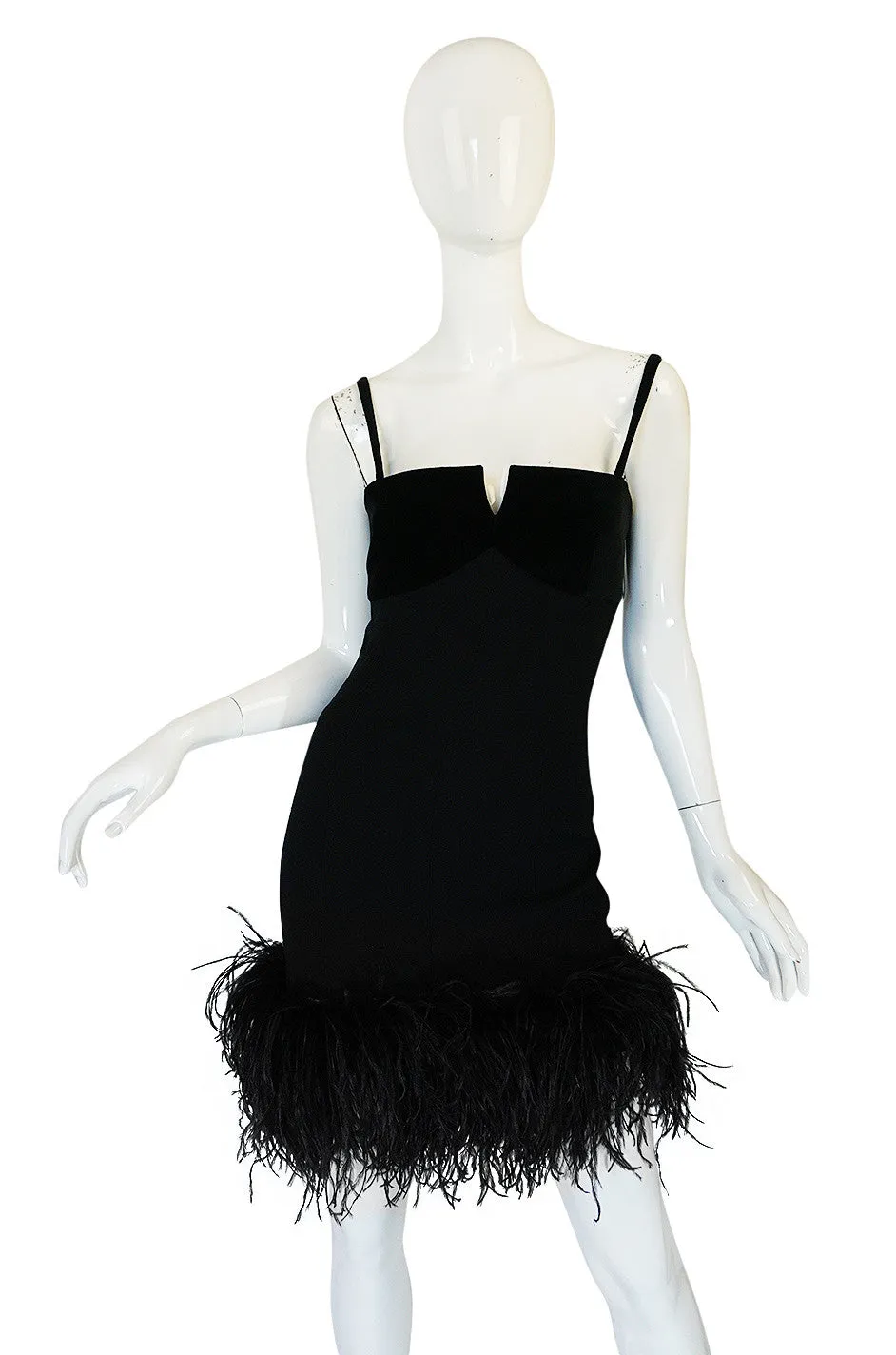 1980s Dramatic Feathered Louis Feraud Dress and Jacket