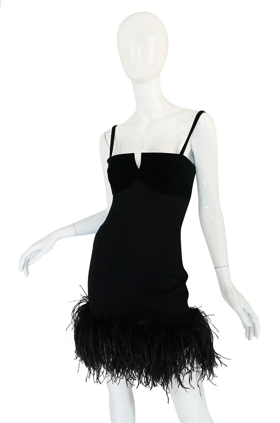 1980s Dramatic Feathered Louis Feraud Dress and Jacket