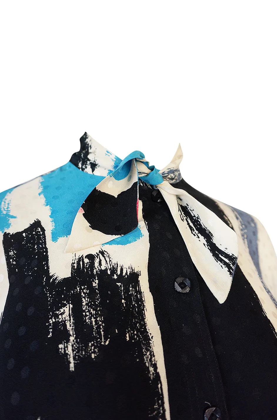 1980s Michaele Vollbracht Too Printed Silk Skirt & Top Set