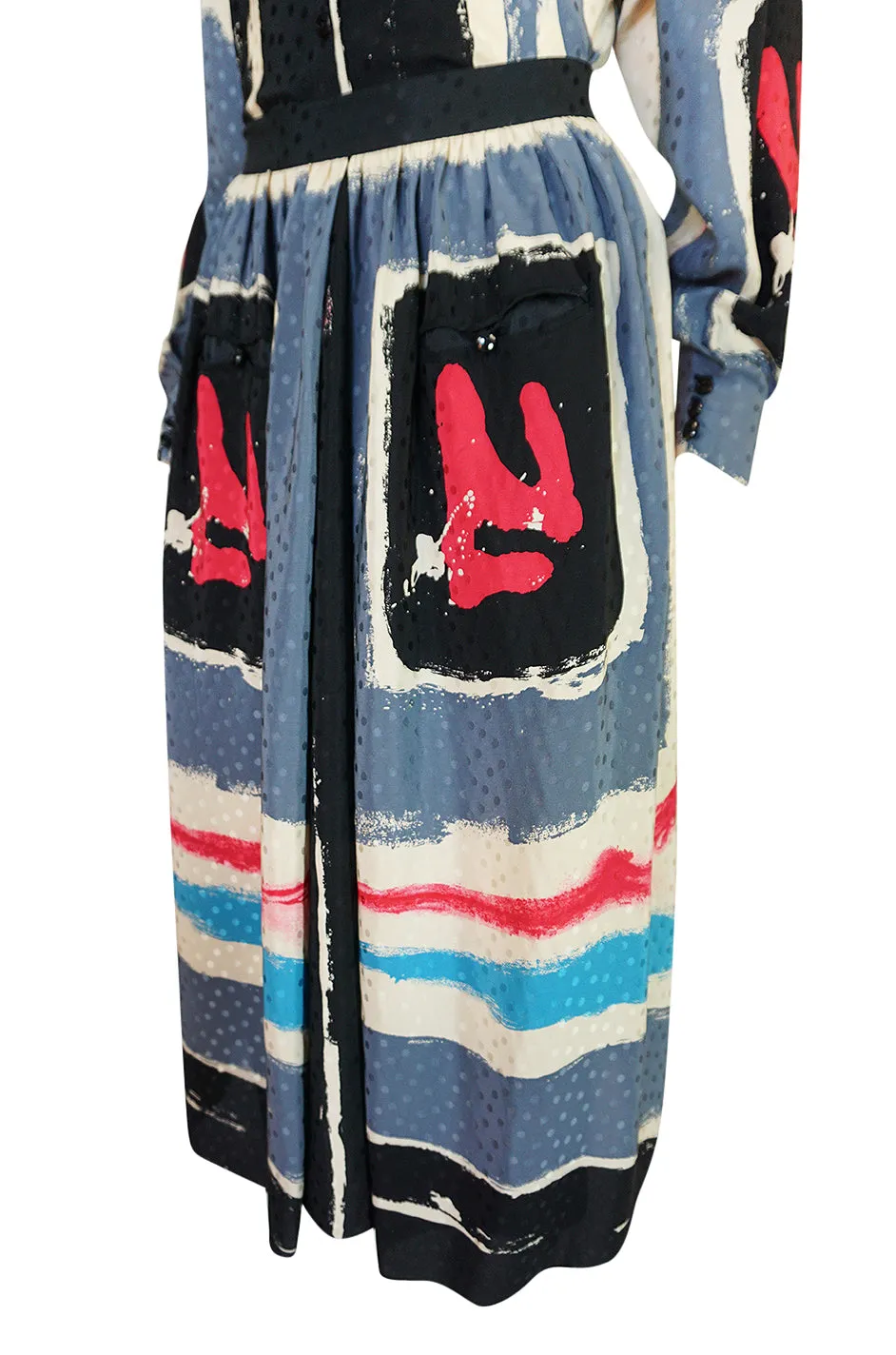 1980s Michaele Vollbracht Too Printed Silk Skirt & Top Set