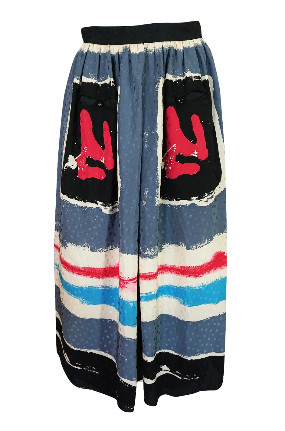 1980s Michaele Vollbracht Too Printed Silk Skirt & Top Set