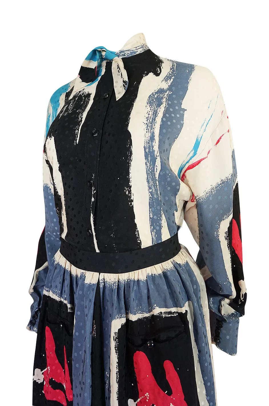 1980s Michaele Vollbracht Too Printed Silk Skirt & Top Set