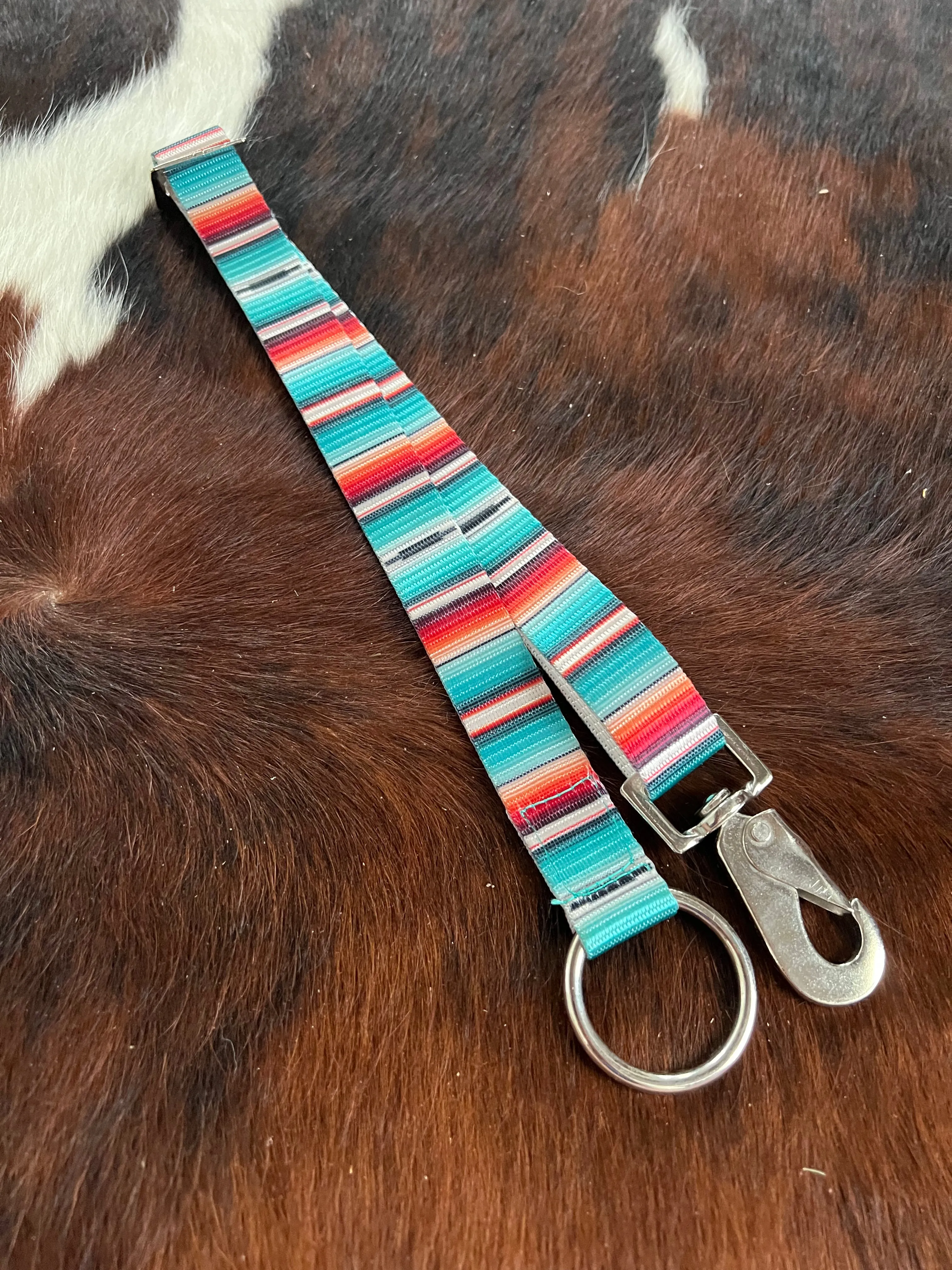 1" Teal Serape Print nylon adjustable bucket hanger