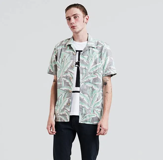 21975-0008 Levi's Premium SS Hawaiian Shirt Holtville Ming Green