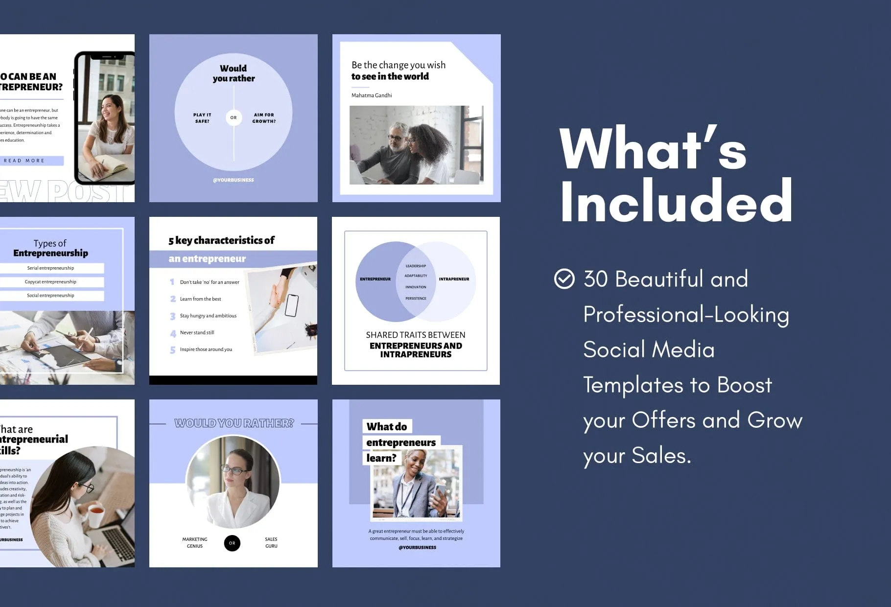 30 Entrepreneur Instagram Post Canva Templates
