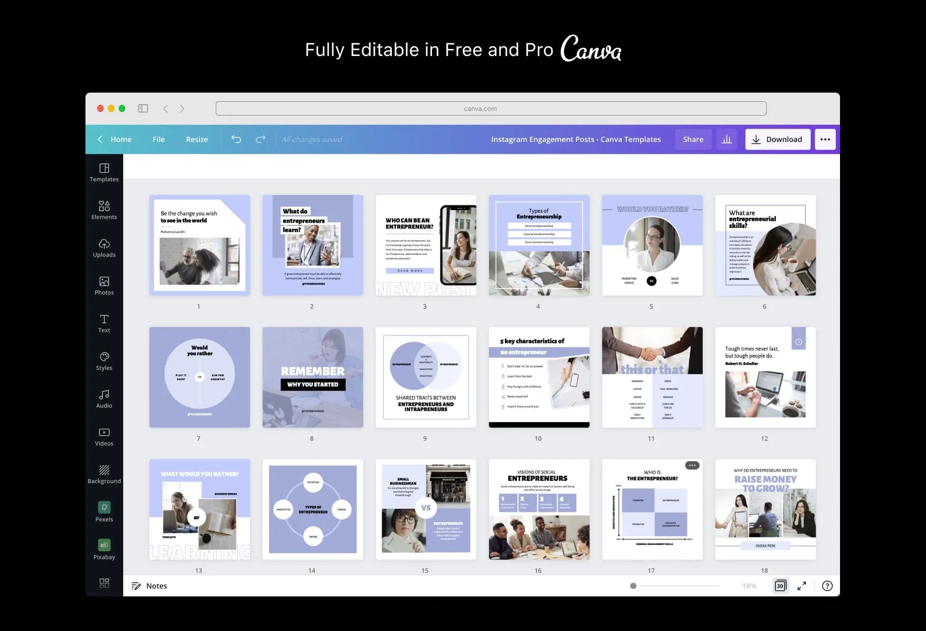 30 Entrepreneur Instagram Post Canva Templates