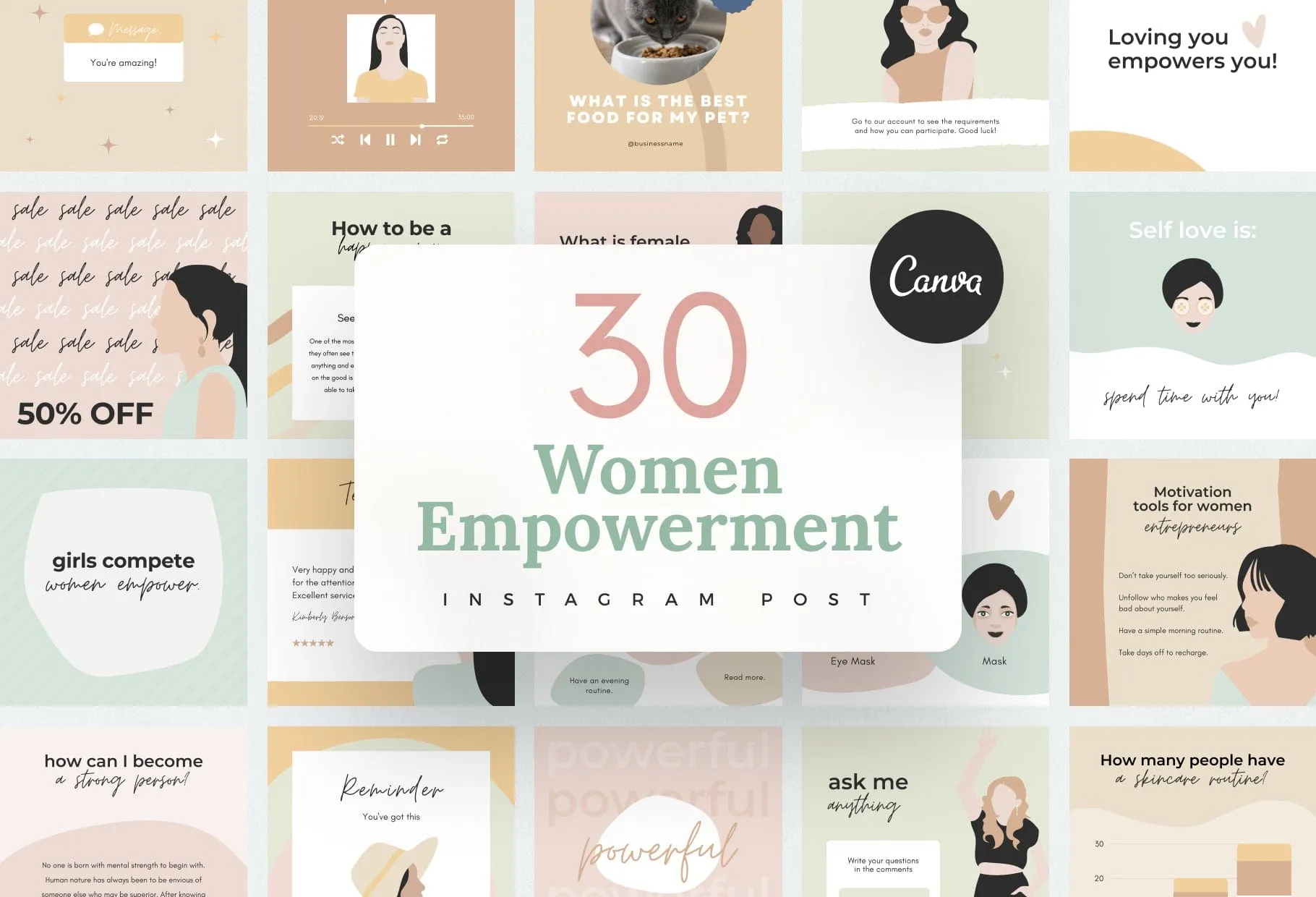 30 Women Empowerment Instagram Post Canva Templates