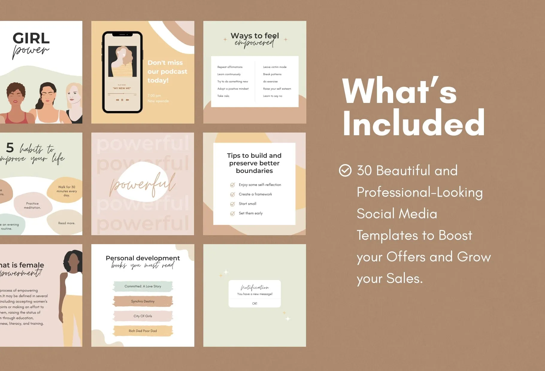 30 Women Empowerment Instagram Post Canva Templates